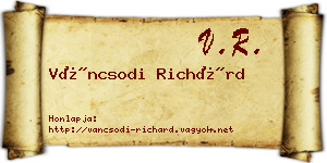 Váncsodi Richárd névjegykártya
